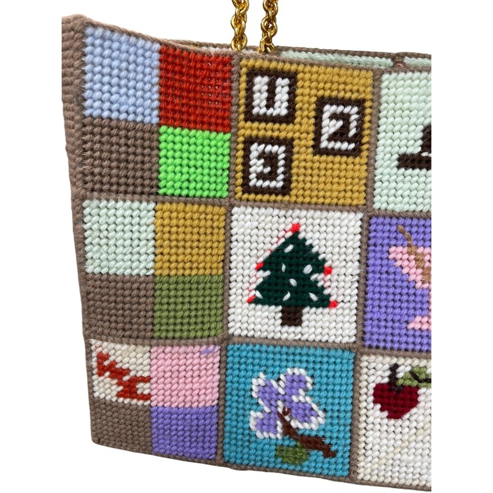 Handmade Vintage Needlepoint Patchwork Double Gol… - image 2